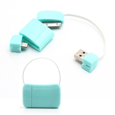 Добави още лукс USB кабели Дата кабел USB тип чанта micro USB/Iphone 4/4s светло зелен